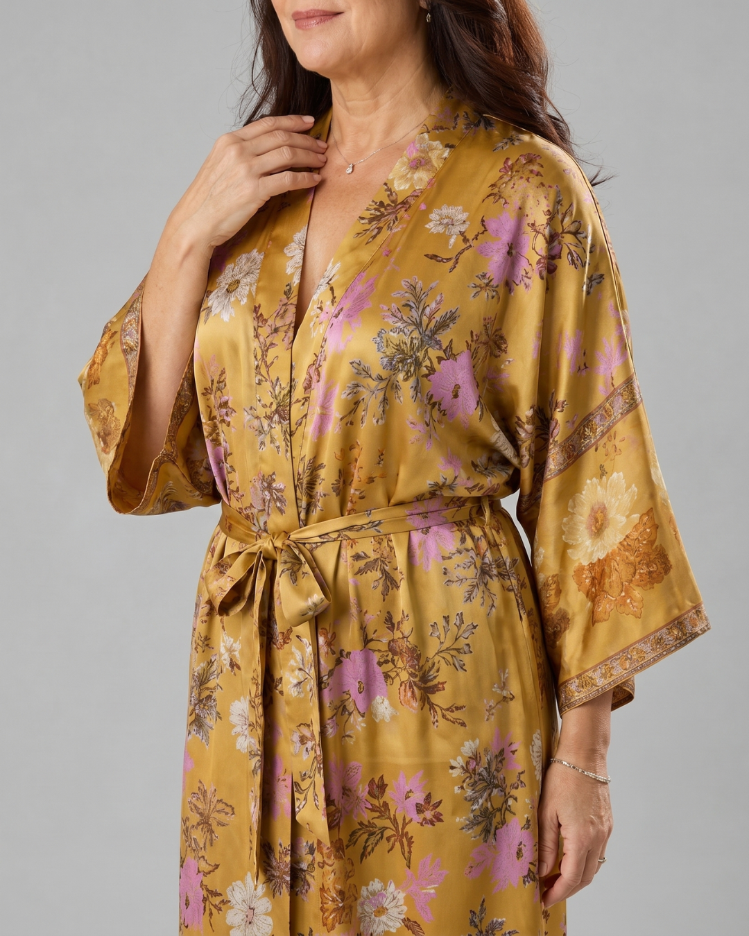 Miralyn | Florale Satin-Wickel-Loungerobe