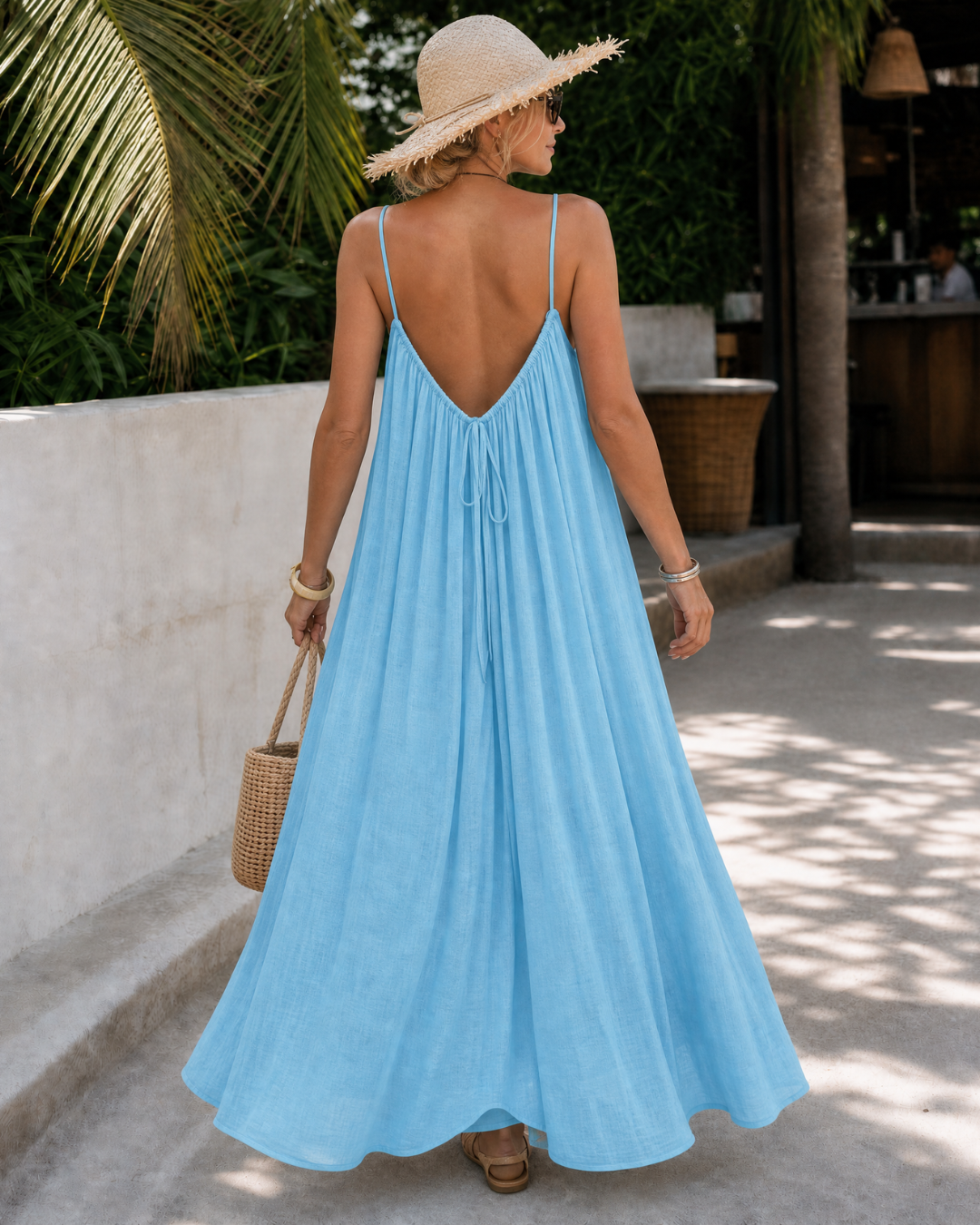 Amener | Fließendes ärmelloses Strappy Relaxed Midi Kleid