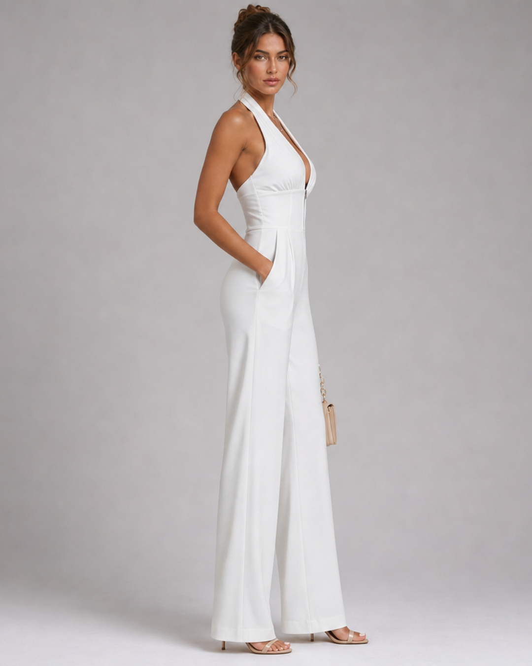 Nymera | Halterneck weiter Beinschnitt ärmelloser Jumpsuit