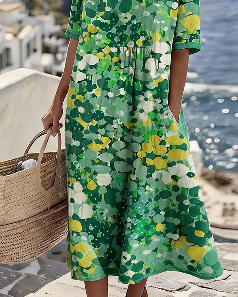 ELENA™ - Elegantes Blumenmuster Midi-Kleid für den Sommer