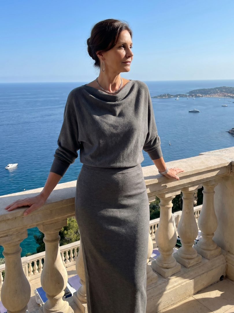 Romy | Drapierter Ausschnitt Enges Midi-Kleid