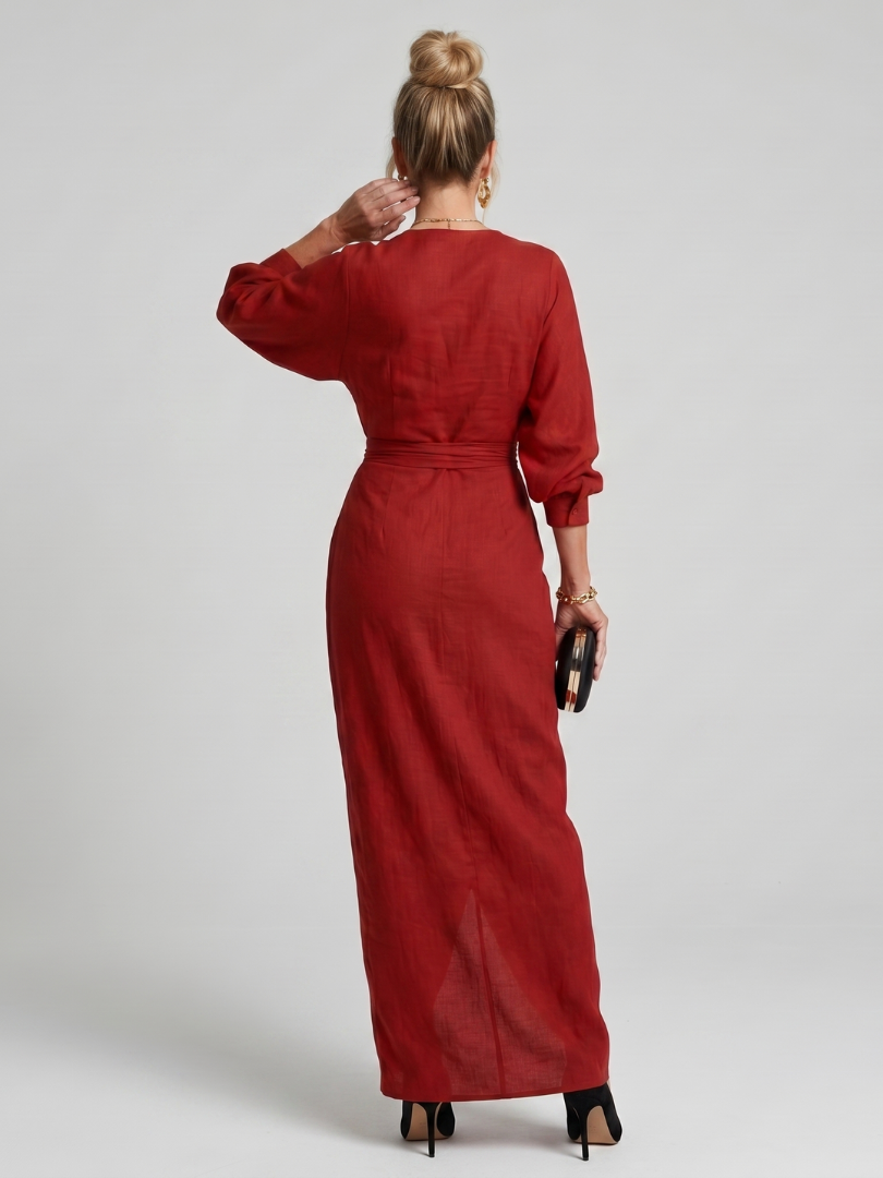 Fable | Midi-Kleid mit langen Ärmeln und Wickel-Overlap-Rock