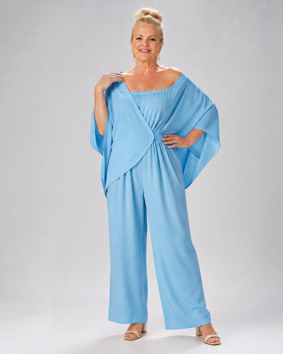 Vemrina | Drapiertes Off-Shoulder-Top und weit geschnittene Hose Set