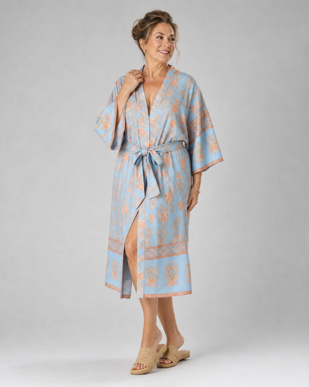 Miralyn | Florale Satin-Wickel-Loungerobe