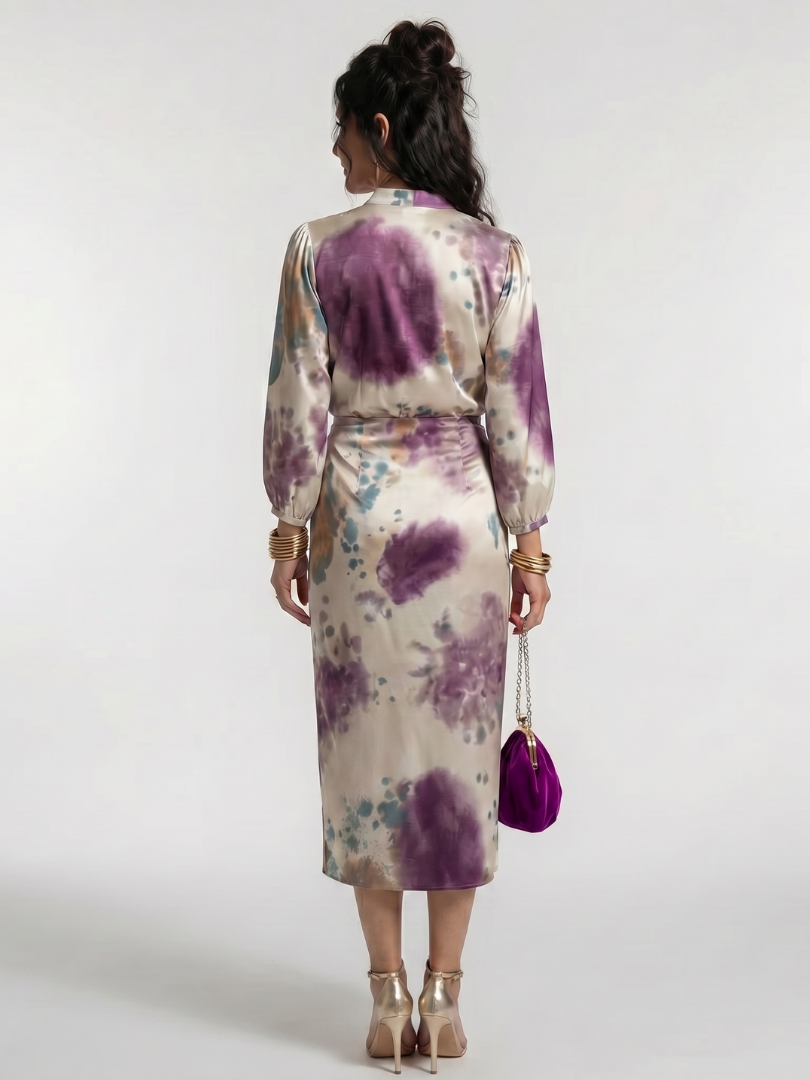 Valentina | Kreuzwickel-Tie-Waist bedrucktes Midi-Kleid