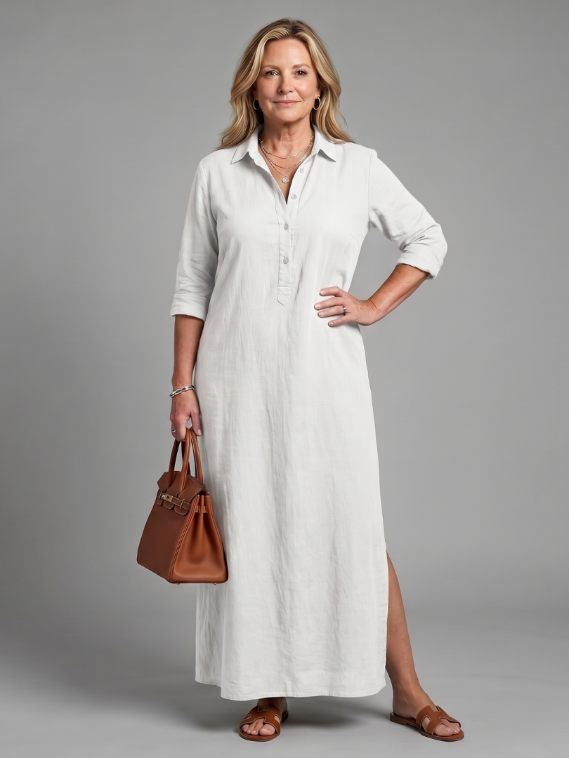 Veronica | Maxikleid mit langen Ärmeln und entspannter Silhouette