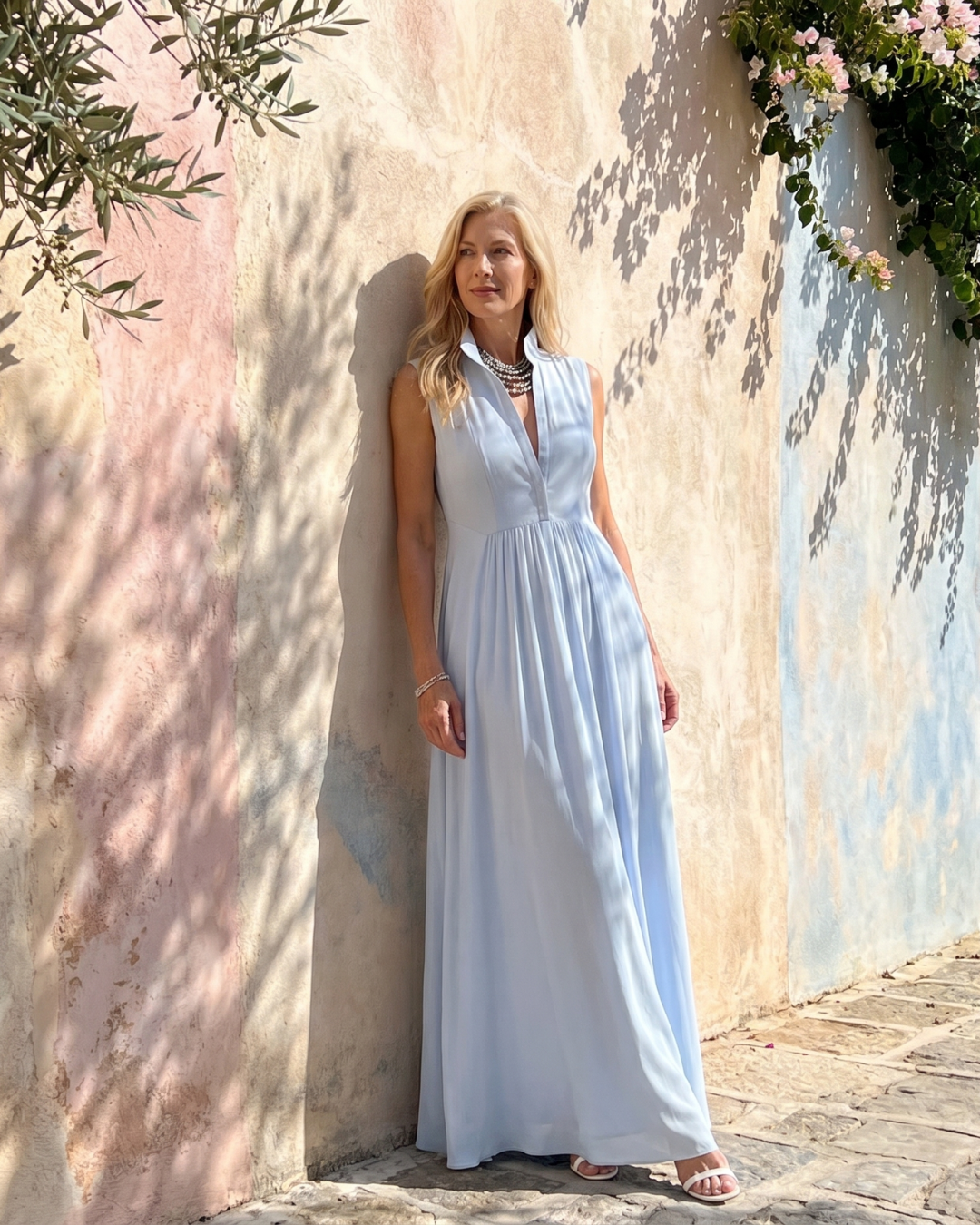 Virelia | Ärmelloses Maxikleid mit Kragen