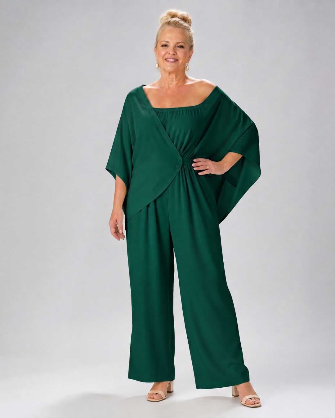 Vemrina | Drapiertes Off-Shoulder-Top und weit geschnittene Hose Set