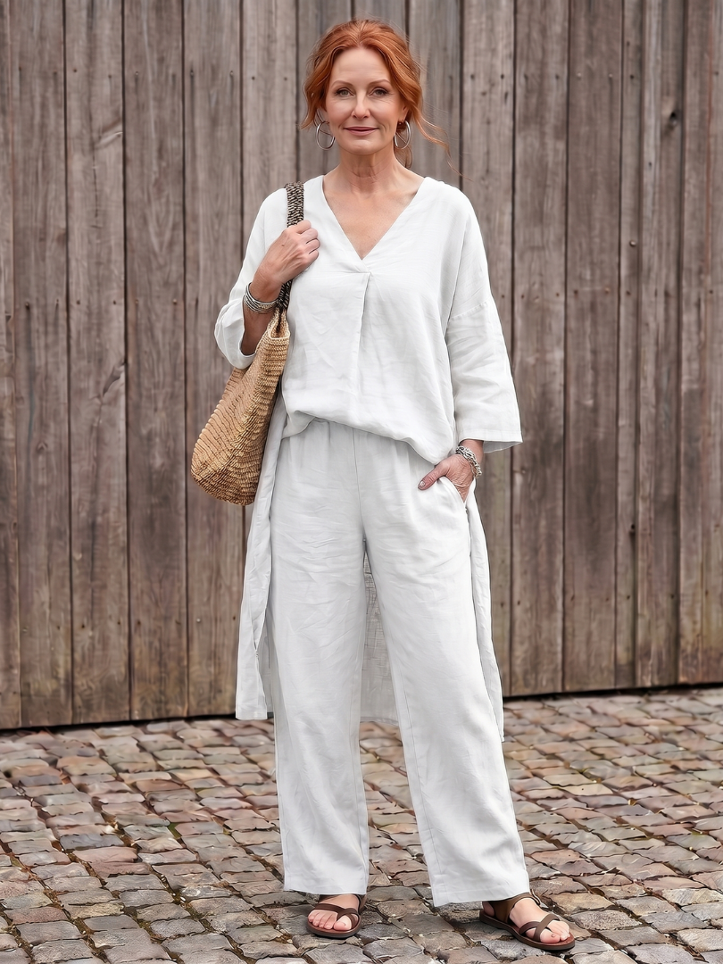 Onyx | Lockeres Tunika-Oberteil mit weitem Hosen-Set