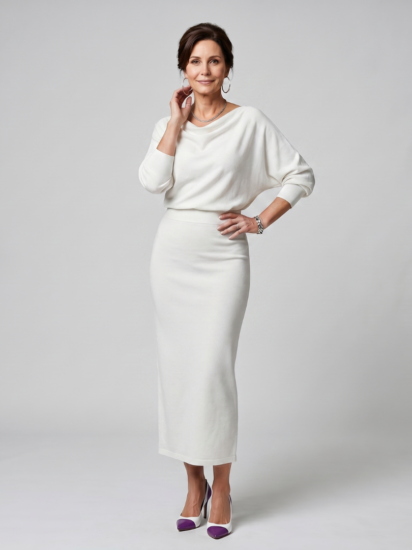 Romy | Drapierter Ausschnitt Enges Midi-Kleid