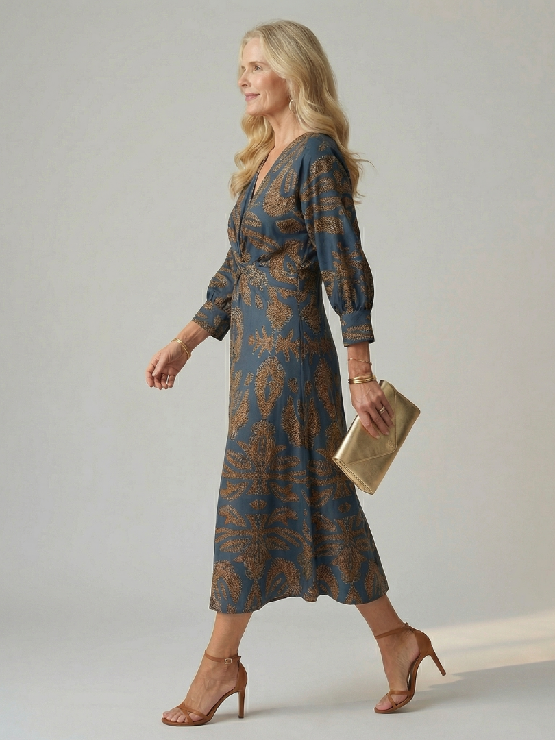 Lune | Natürlicher Wickel-Midi-Kleid