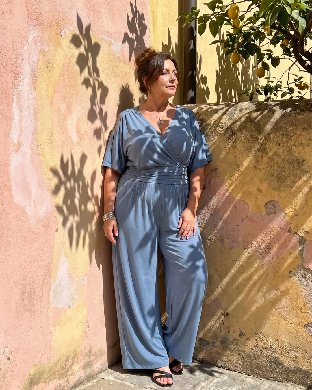 Nyxara | Cold Shoulder Wrap Tailliertes Relaxed Jumpsuit