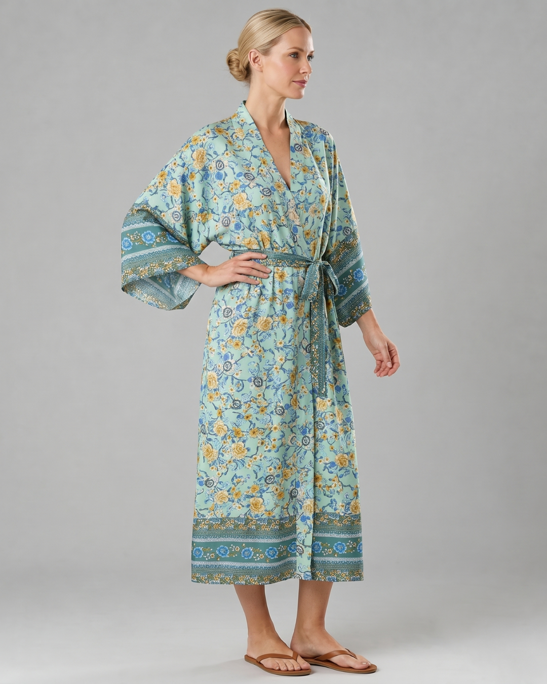 Miralyn | Florale Satin-Wickel-Loungerobe