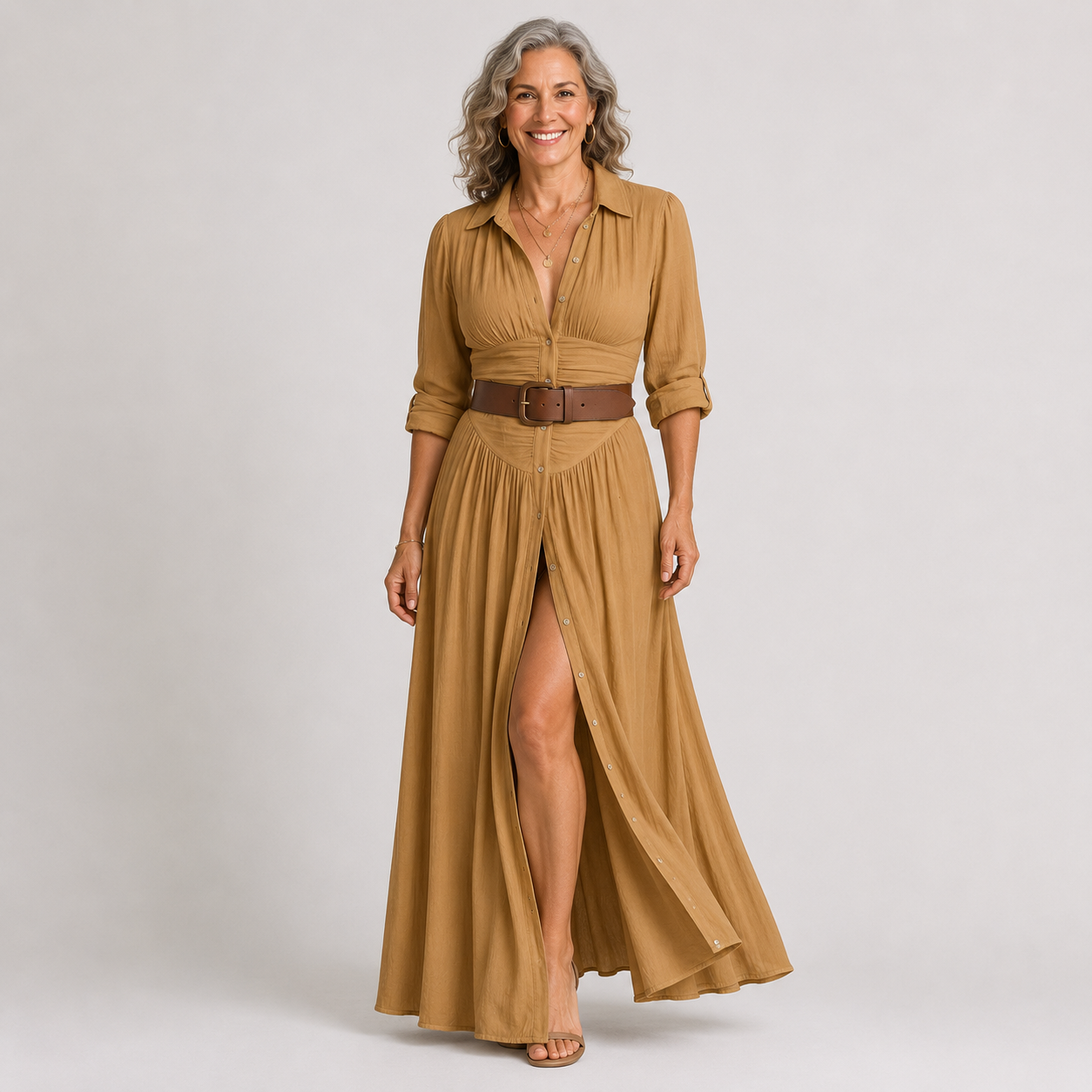 Lelivilia™ | Langes Maxikleid mit eingeschnittenem Kragen