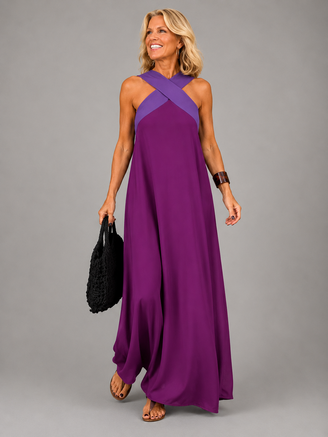 Velora™ | Kreuz Eleganz Maxikleid