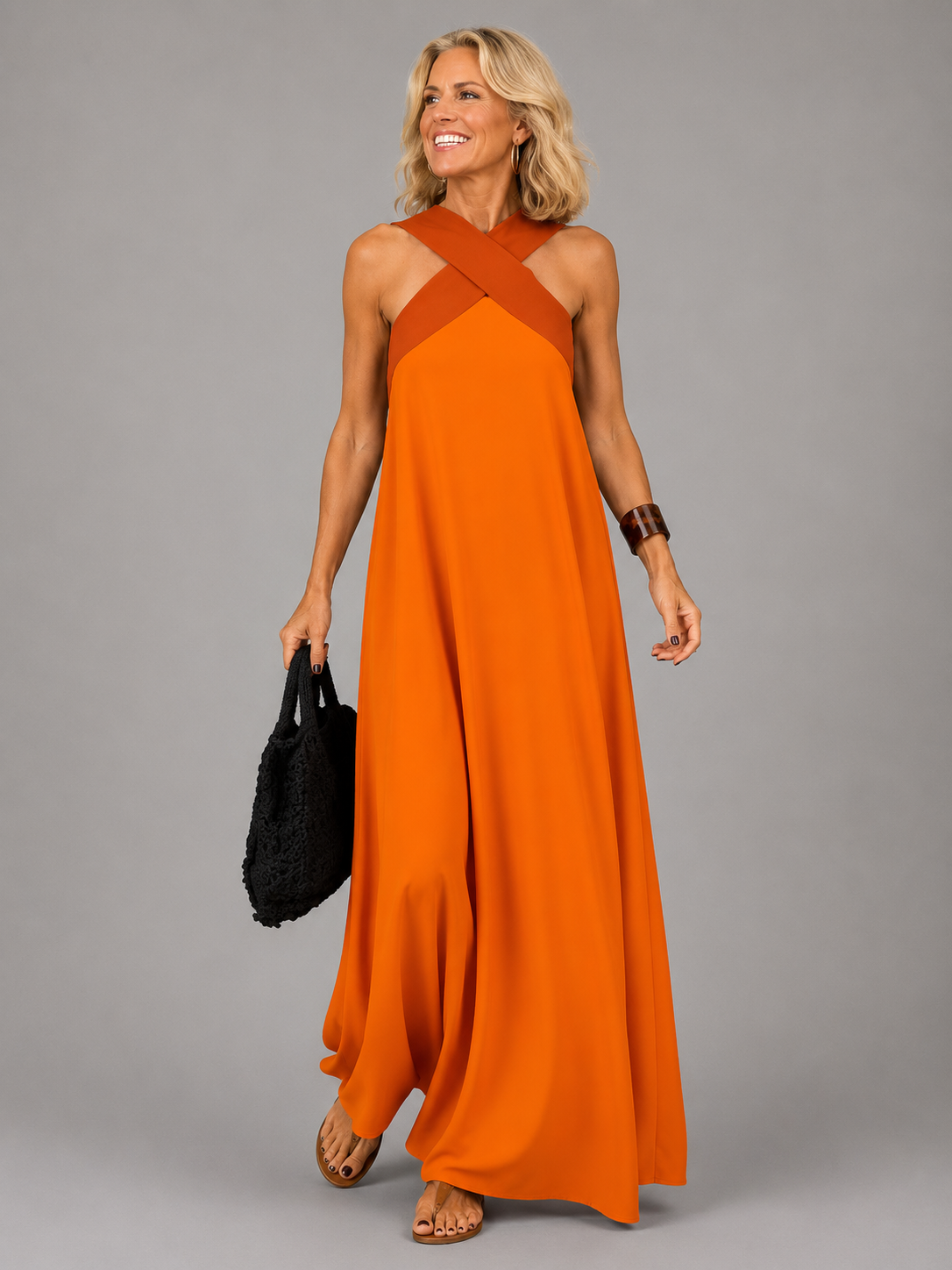 Velora™ | Kreuz Eleganz Maxikleid