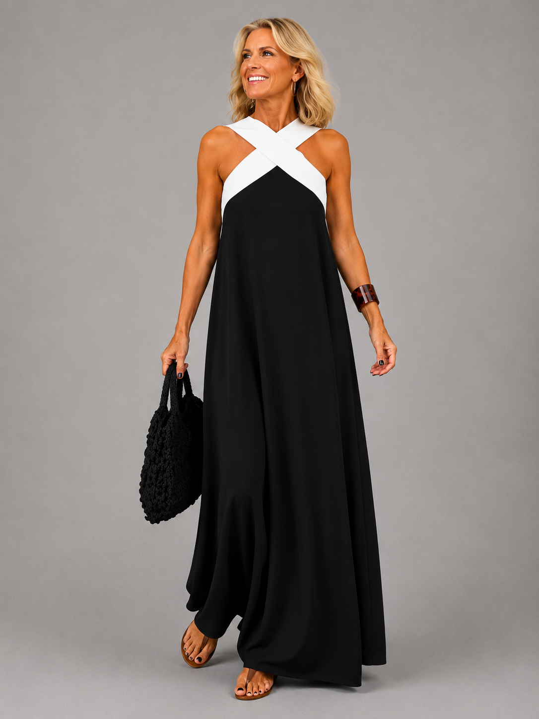 Velora™ | Kreuz Eleganz Maxikleid