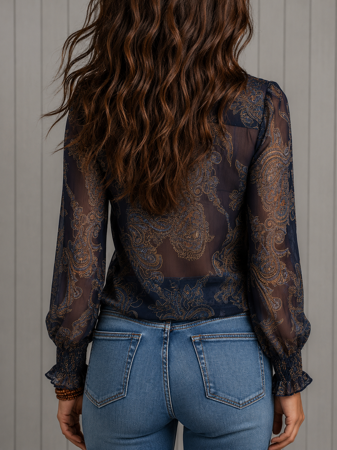 Elise | Barock Paisley Rüschenshirt aus Chiffon