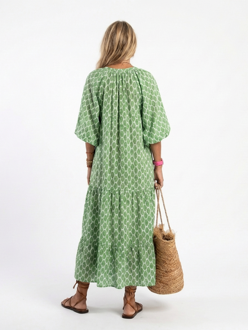 Apolline | Midikleid mit dreiviertel Ärmeln und V-Ausschnitt