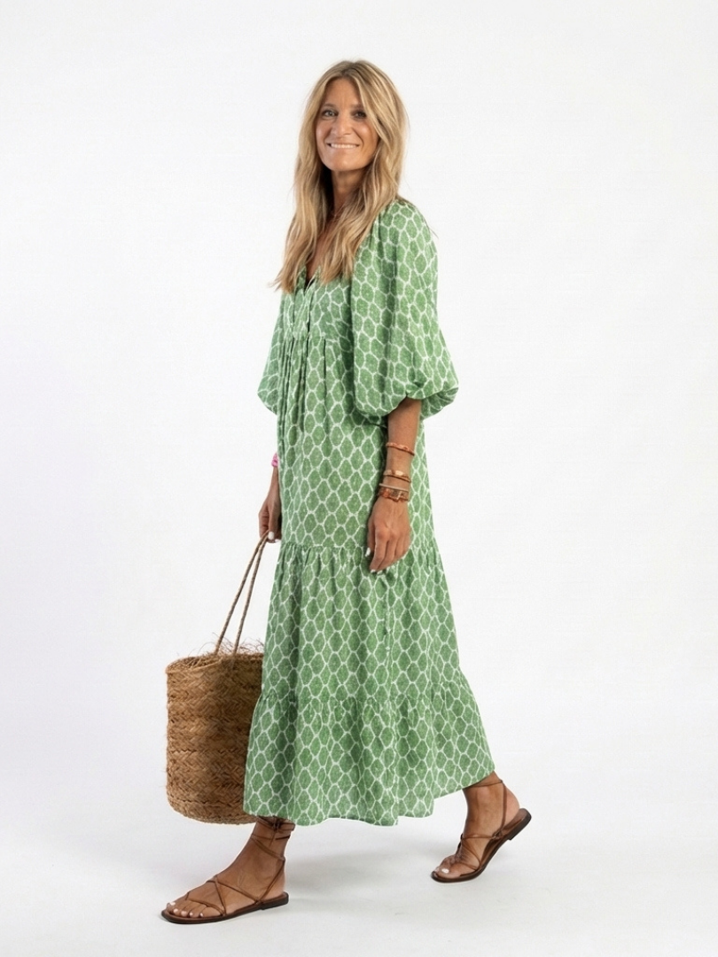 Apolline | Midikleid mit dreiviertel Ärmeln und V-Ausschnitt