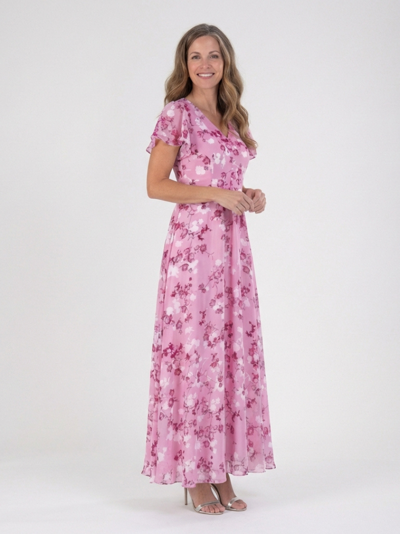 Ismeria | Floral Chiffon Maxikleid