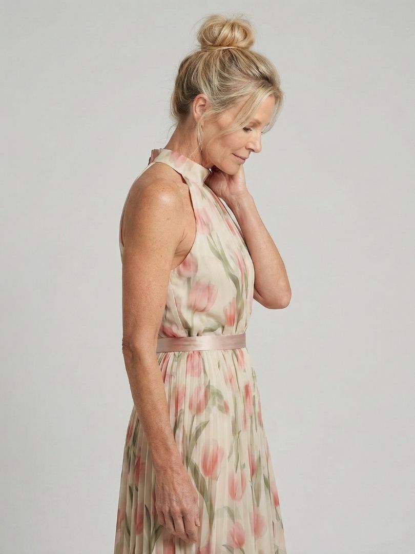Aurelle | Halterneck Blumen Midi Kleid