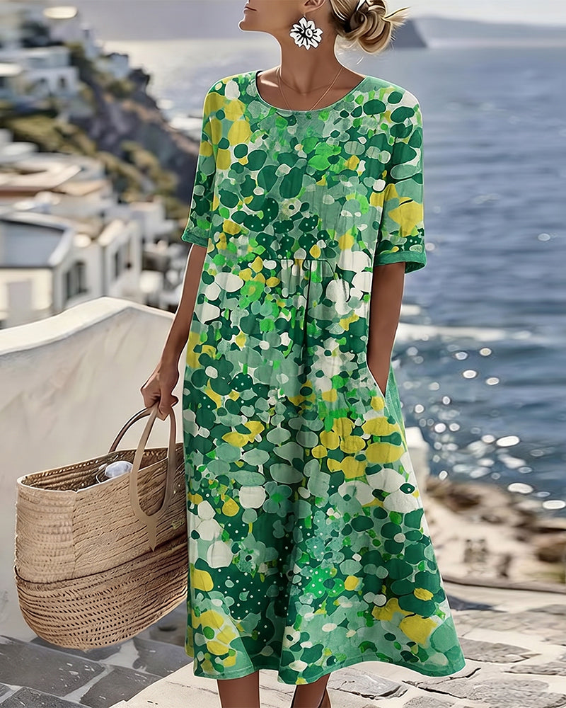 ELENA™ - Elegantes Blumenmuster Midi-Kleid für den Sommer