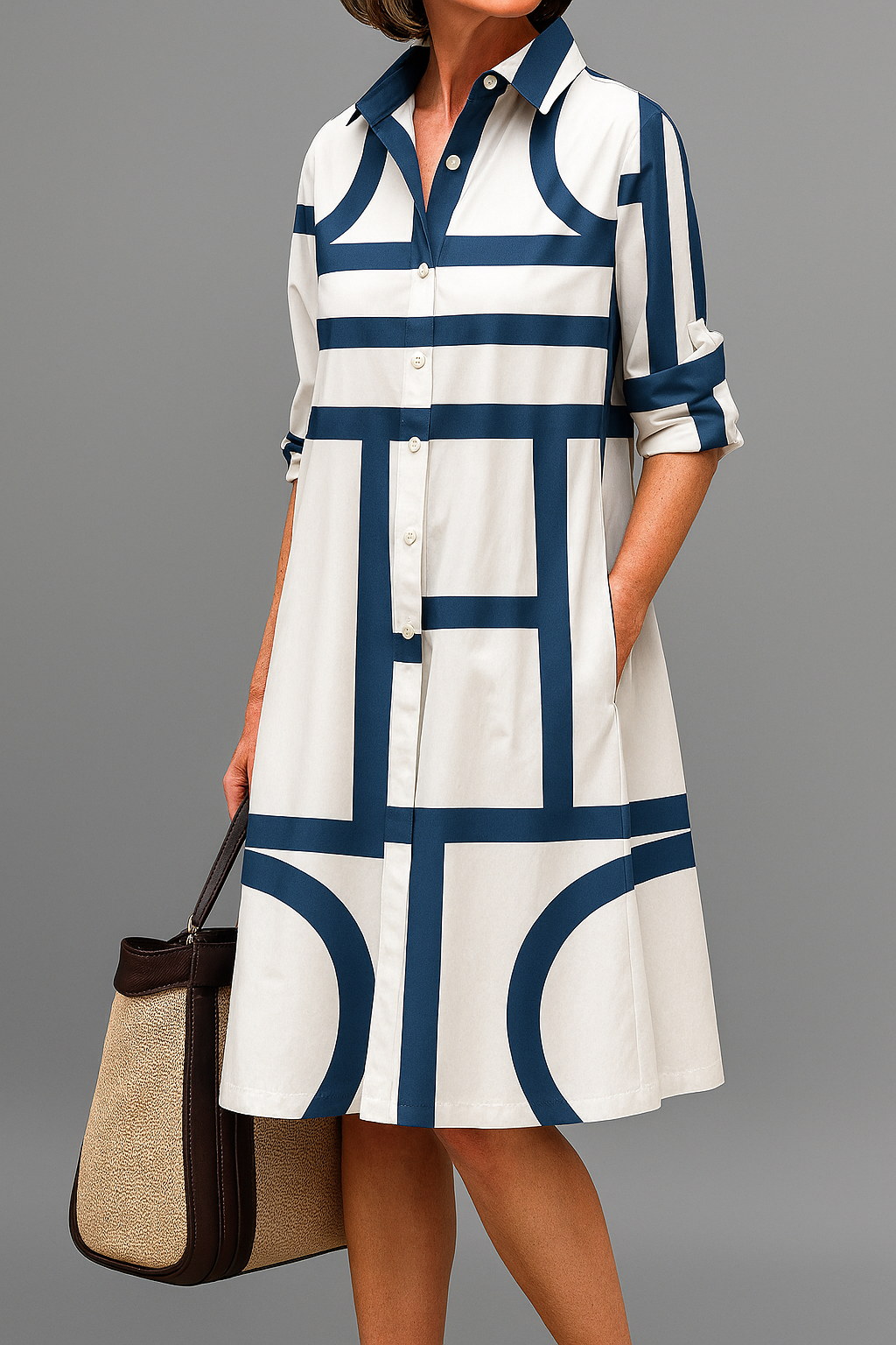 Arabella™ Geometrisches Midi-Kleid