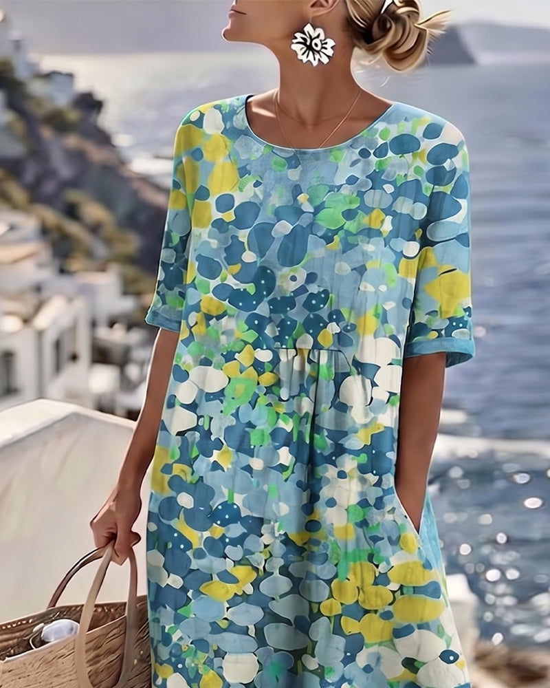 ELENA™ - Elegantes Blumenmuster Midi-Kleid für den Sommer