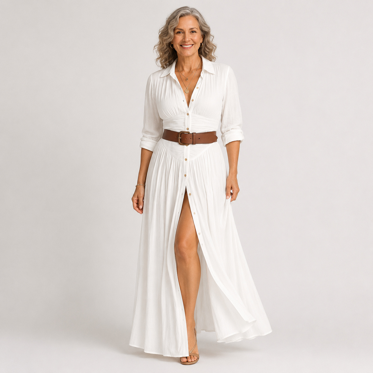 Lelivilia™ | Langes Maxikleid mit eingeschnittenem Kragen