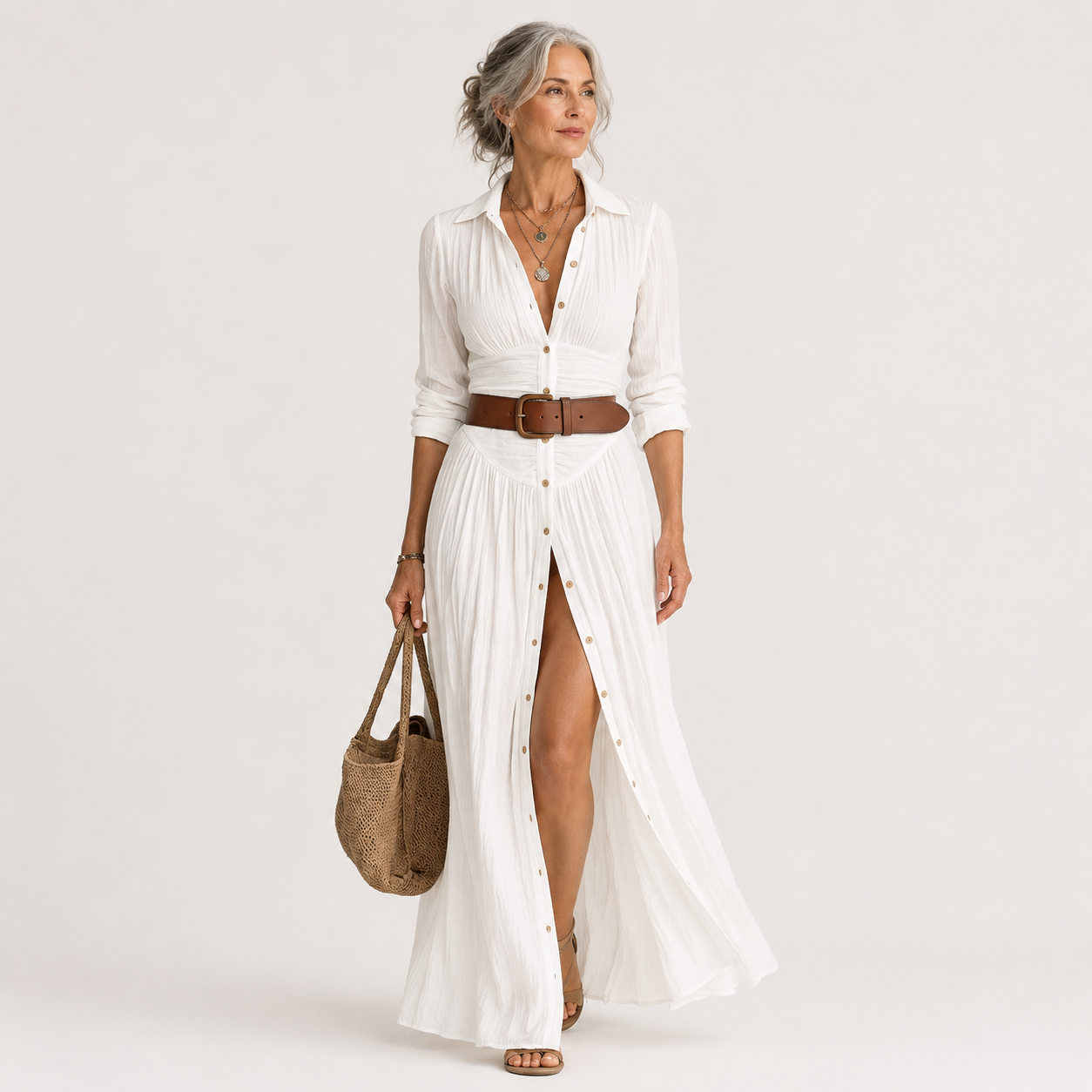 Lelivilia™ | Langes Maxikleid mit eingeschnittenem Kragen