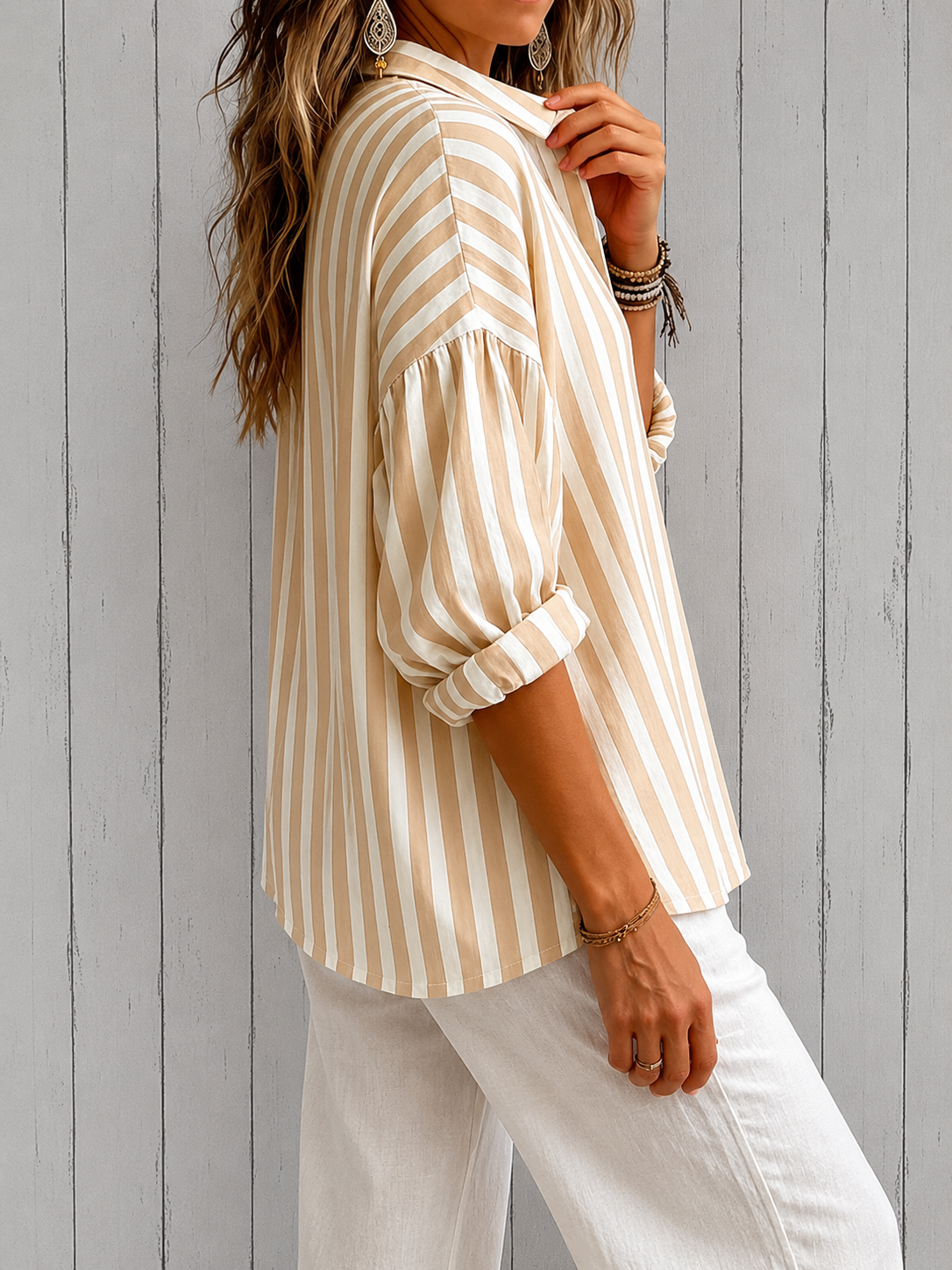 Nora | Lockere gestreifte Bluse mit Kragen