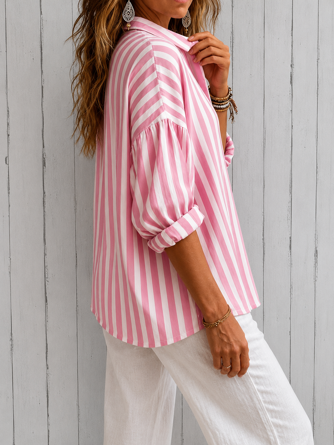 Nora | Lockere gestreifte Bluse mit Kragen